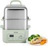 VEVOR Electric Food Steamer 13.7 QT 2-Tier Stainless Steel for 3-6 Servings, 1500W Vegetable & Meal Steamer for Cooking with 9 Pre-Programmed Settings, Keep Warm, for Veggies, Seafood & Rice, Green