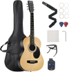 VEVOR Dreadnought Acoustic Guitar, 36 in, 6-String Natural Solid Top Guitar, Portable Bundle with Gig Bag, Tuner, Strap, Steel Strings, Picks, Capo, Rosewood Fingerboard, for Beginner Teen Small Hands