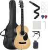 VEVOR Dreadnought Acoustic Guitar, 39 in, 6-String Natural Solid Spruce Top Guitar, Portable Bundle with Gig Bag, Tuner, Strap, Steel Strings, Picks, Capo, Rosewood Fingerboard, for Beginner Adults