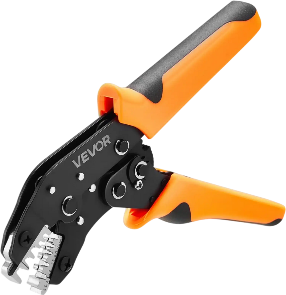VEVOR Crimping Tool, 24-12 AWG Ratcheting Wire Crimper Tool, Labor-Saving Electrical Terminal Crimp Pliers with Clear Metric & AWG Markings, Quick Release, Adjustable Pressure for Multiple Terminals