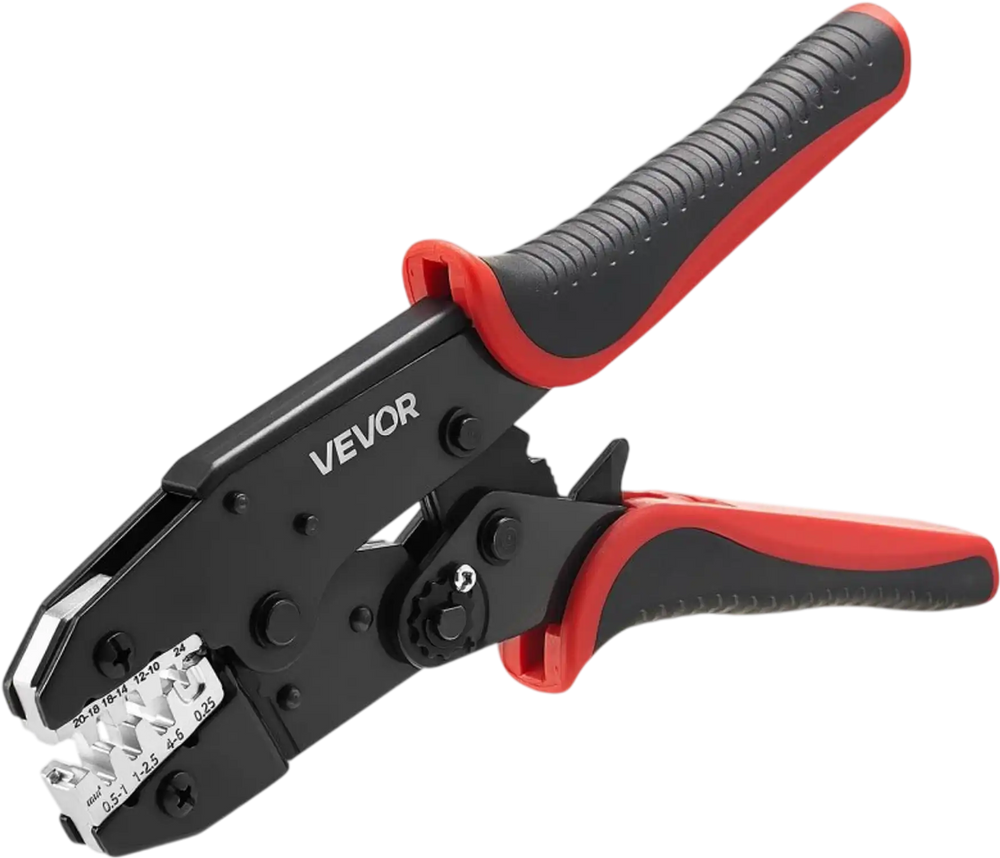 VEVOR Crimping Tool, 24-10 AWG Ratcheting Wire Crimper Tool, Labor-Saving Electrical Terminal Crimp Pliers with Clear Metric & AWG Markings, Quick Release, Adjustable Pressure for Multiple Terminals