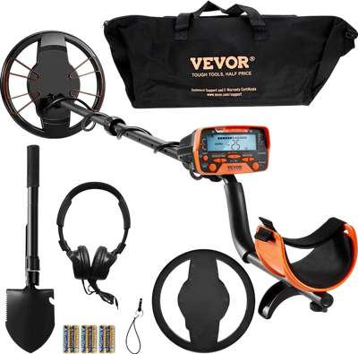 VEVOR Metal Detector for Adults & Kids, 10 Inch Waterproof Search Coil with LCD Display 7 Modes, Adjustable 41''-52'' Aluminum Stem, DSP Chip Higher Accuracy Gold Detector 10'' Detection Depth