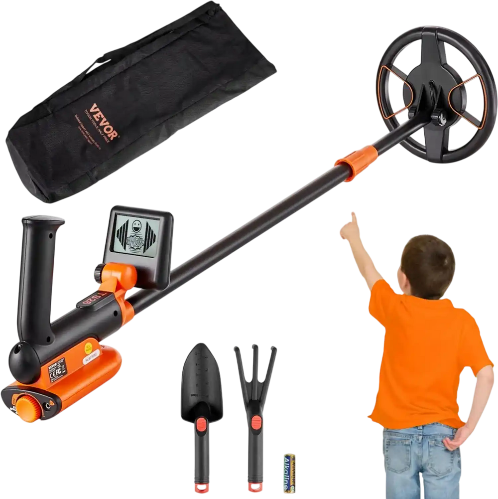 VEVOR Metal Detector for Kids, 6 Inch, 25''-37'' Adjustable Gold Detector, IP68 Waterproof Search Coil with LCD Display Advanced DSP Chip, Lightweight for Junior & Youth Detecting Gold Coin Treasure