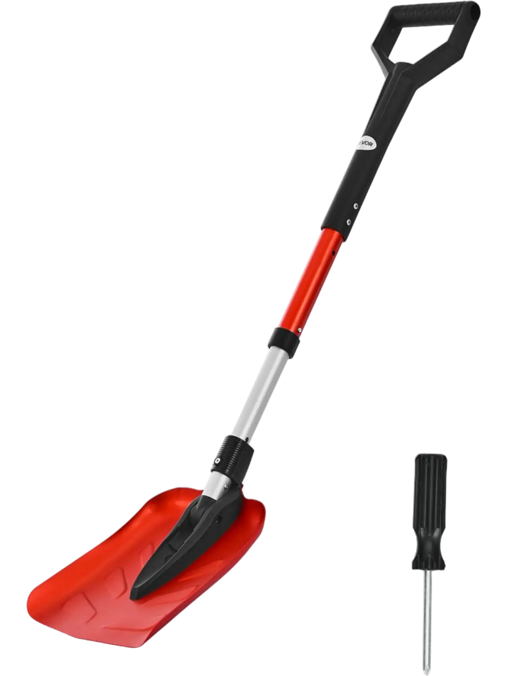 VEVOR Snow Shovel for Driveway, 9 in Foldable Snow Shovel with D-shaped Handle, , 36-40 in Adjustable, Lightweight Aluminum Alloy Snows Removal Tool, Reduce Back Strains for Garden Car Camping