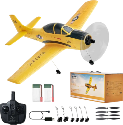 VEVOR RC Plane, 2.4GHZ 4 Channel Remote Control Airplane with 6-Axis Gyro Stabilizer, Ready to Fly Trainer Aircraft Plane Toy with 2 Batteries, Easy to Fly RC Glider for Adults Kids Beginners Boys