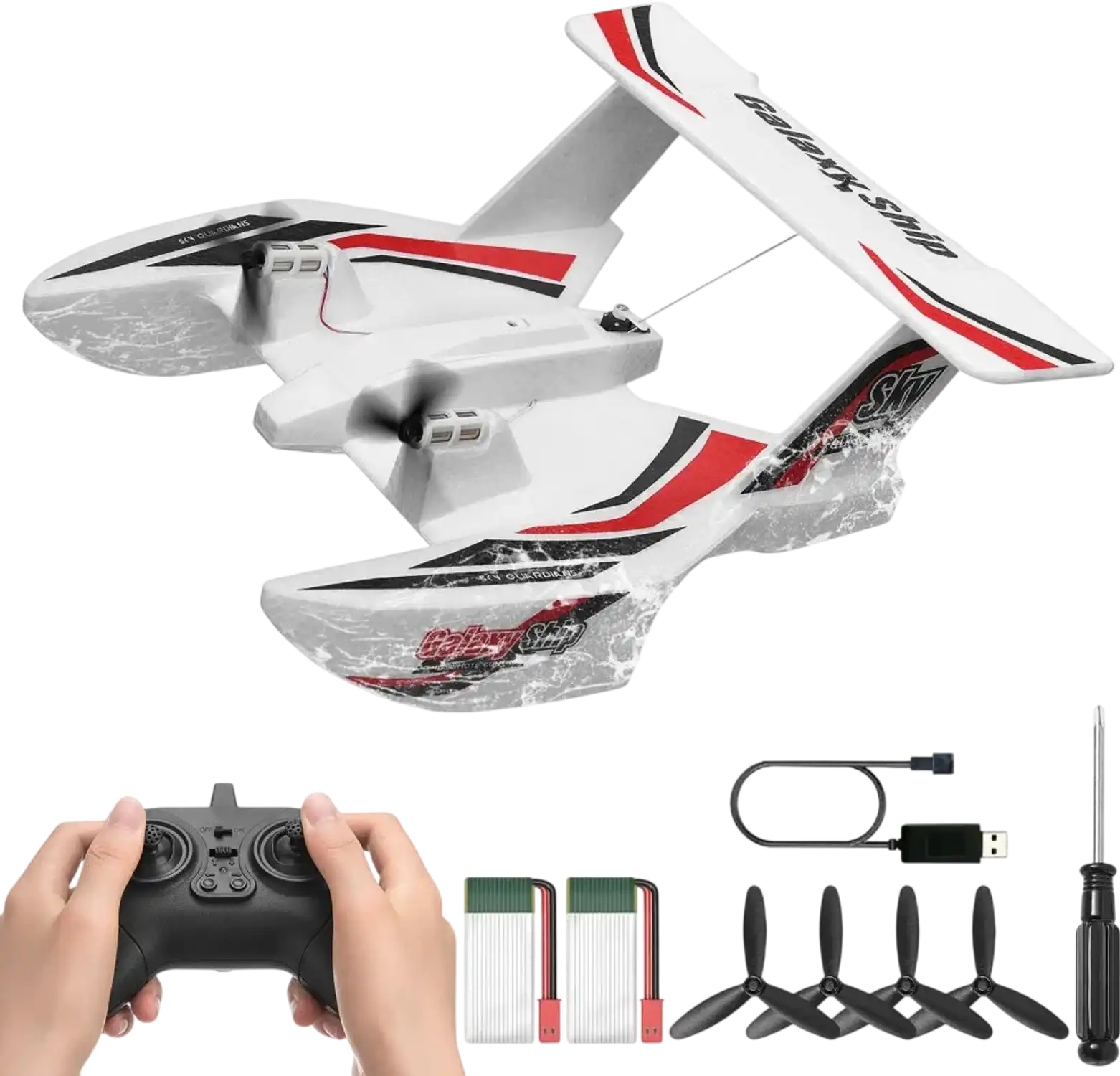 Vevor RC Plane Amphibious 2.4GHz 3-Channel Remote Control Airplane with 6-Axis Gyro New