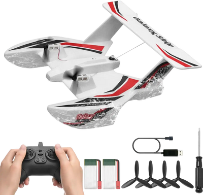 Vevor RC Plane Amphibious 2.4GHz 3-Channel Remote Control Airplane with 6-Axis Gyro New