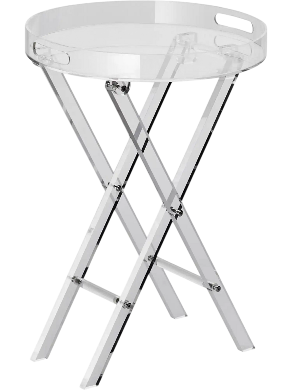 VEVOR Acrylic Folding Tray Table, Acrylic End Table with Folding X Leg, Clear Acrylic Side Table for Coffee, Drink, Food, Snack used in Living Room, Bedroom, and Study