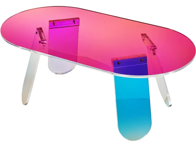 Vevor Coffee Table Iridescent Acrylic Side End Table 37.4 x 19.7 x 13.8