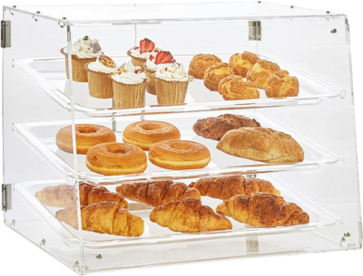 Vevor Pastry Display Case 3-Tier Countertop Bakery Acrylic Display Box New