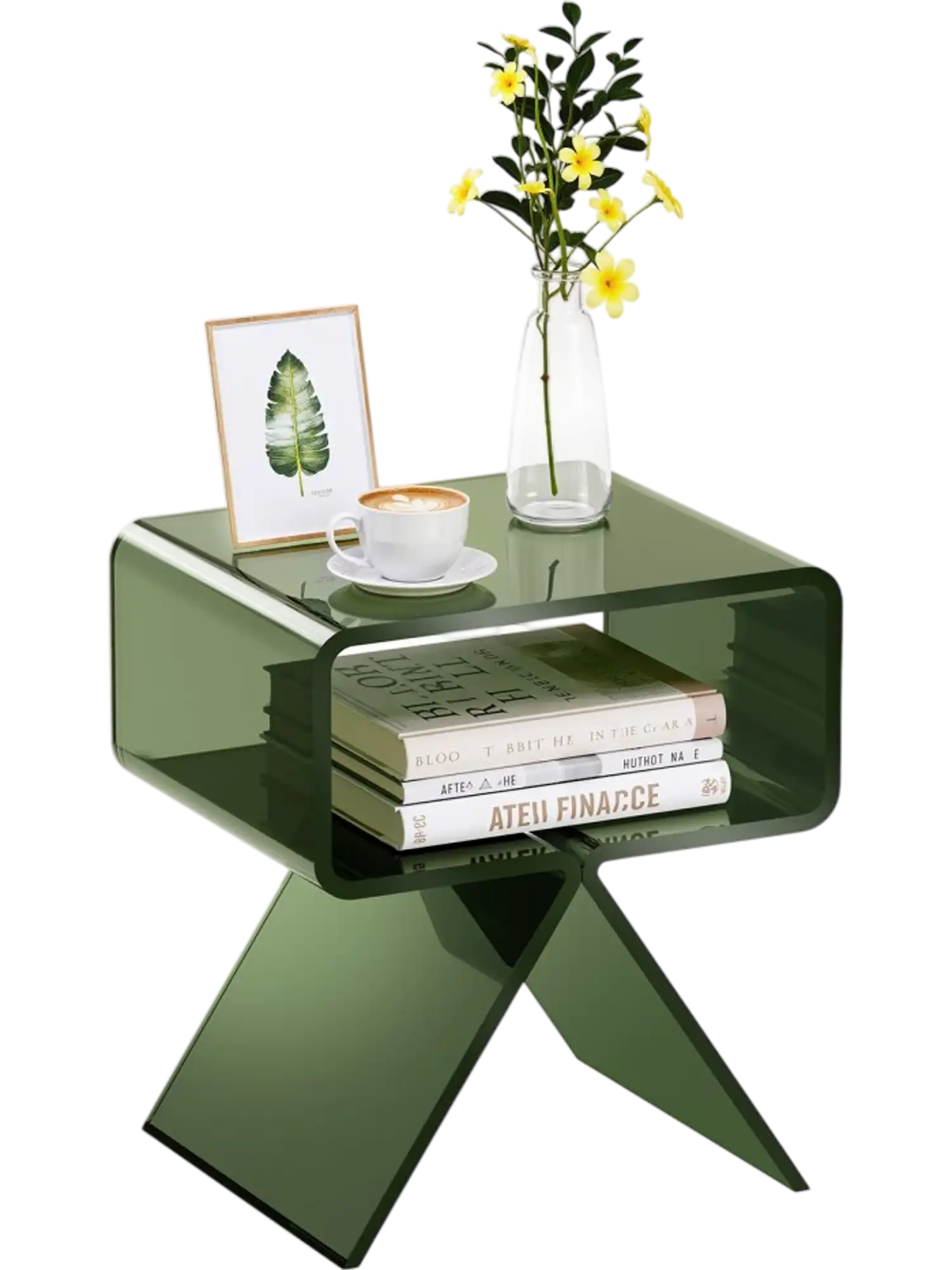 Vevor Acrylic Nightstand Clear 2-Tier Green Side Table 17