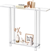 VEVOR Acrylic Console Table, 2 Tiers Narrow Side Desk with Bottom Open Storage, Modern Rectangle Acrylic End Table, Transparent Entry Desk for Foyer, Hallway, Living Room, 7.6 x 39.4 x 31.5 in (Clear)