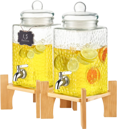 Vevor Beverage Dispenser 2 x 1.5 Gal Glass Drink Dispenser with Stand New