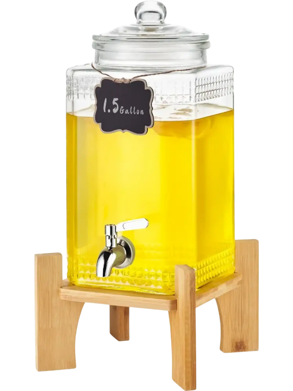 VEVOR Beverage Dispenser, 1.5 Gallon Drink Dispensers for Parties, 2PC,Glass Juice Dispenser with Stand, Stainless Steel Spigot, Iced Tea Lemonade Juice Water Dispenser, for Restaurants, Hotels, Parti