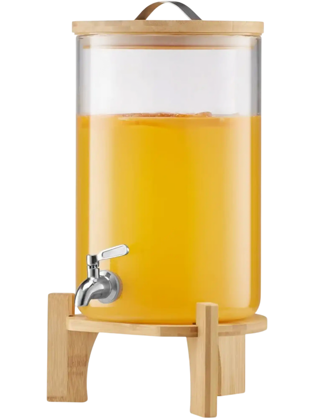 VEVOR Beverage Dispenser, 2.2 Gallon Drink Dispensers for Parties, Glass Juice Dispenser with Wood Stand, Stainless Steel Spigot, Iced Tea Lemonade Juice Water Dispensers for Parties