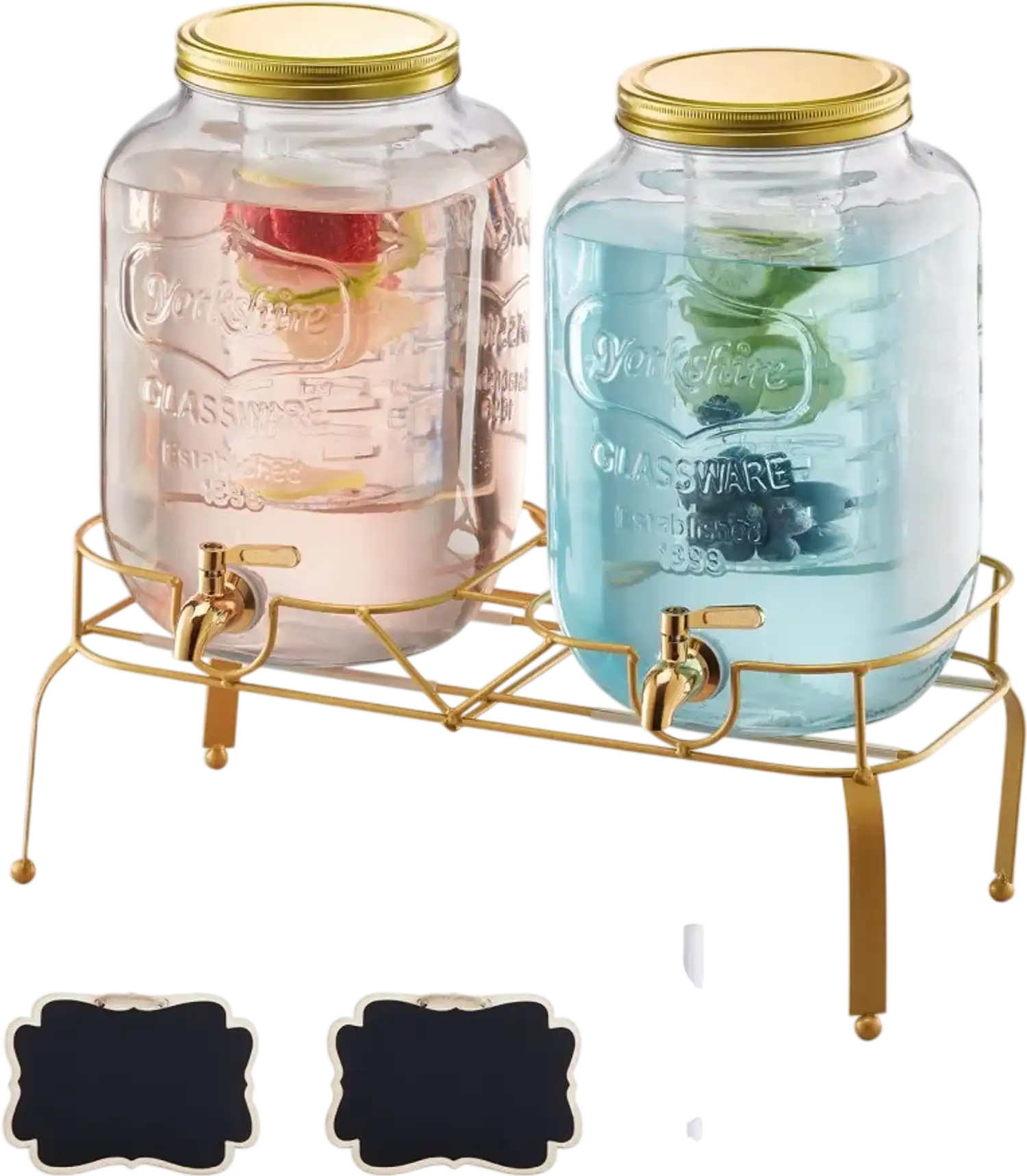 Vevor Beverage Dispenser 2 Gal Glass Drink Dispenser with Stand 2 Pack New