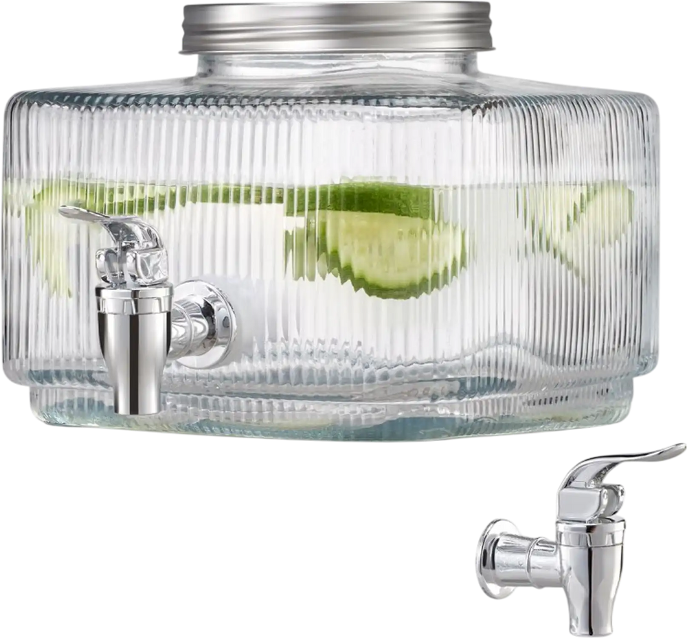 VEVOR Beverage Dispenser, 0.8 Gallon Drink Dispensers for Parties, Glass Juice Dispenser with No-Drip Spigot and Lid, Iced Tea Lemonade Juice Water Dispensers for Restaurants, Hotels, Parties
