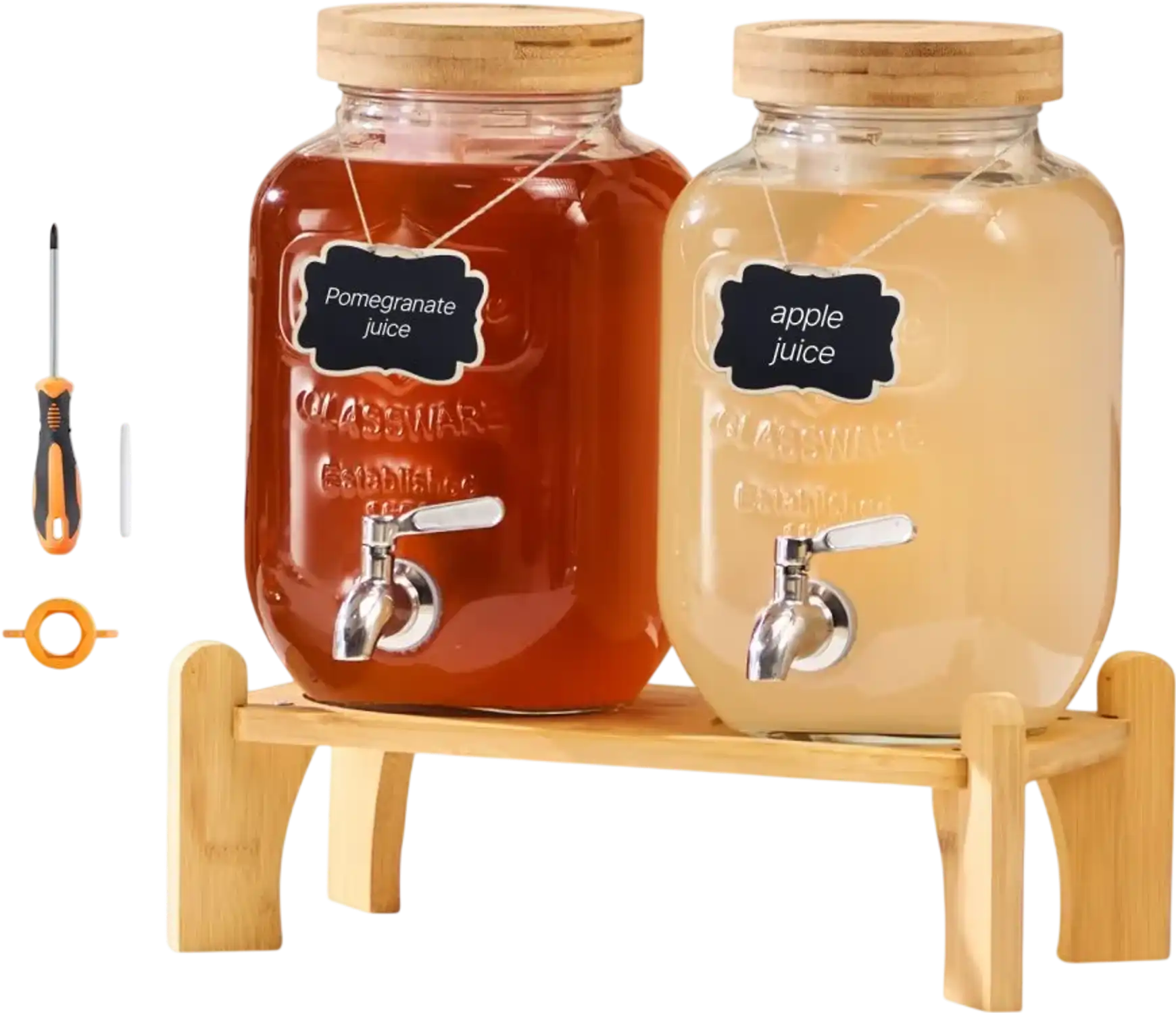 Vevor Beverage Dispenser 2-Pk 1 Gal Glass Drink Dispensers with Stand New