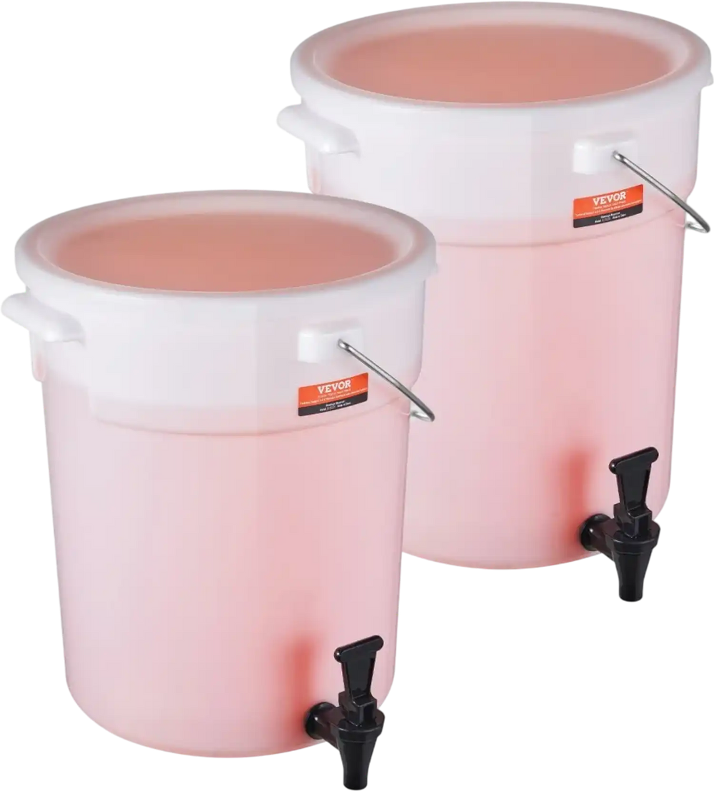 VEVOR Beverage Dispenser, 5 Gallon Drink Dispensers for Parties, Plastic Juice Dispenser with Spigot and Lid, Iced Tea Lemonade Juice Water Dispenser, for Restaurants, Hotels, Parties, 2 Pack