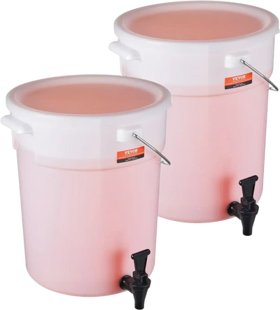 Vevor Beverage Dispenser 5 Gallon Plastic Juice Water Dispenser with Spigot and Lid 2 Pack New