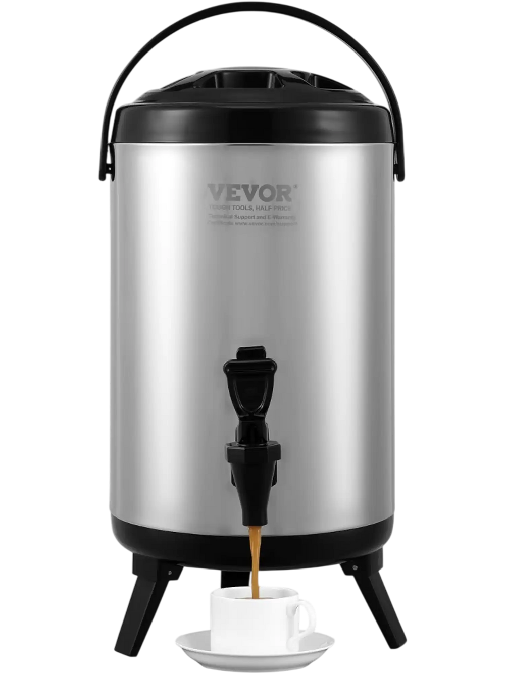 VEVOR Stainless Steel Insulated Beverage Dispenser, 2 Gallon 7.6 Liter, Thermal Hot and Cold Drink Server Dispenser with Spigot Handle, Food-grade for Hot Tea Coffee Water Restaurant Drink Shop