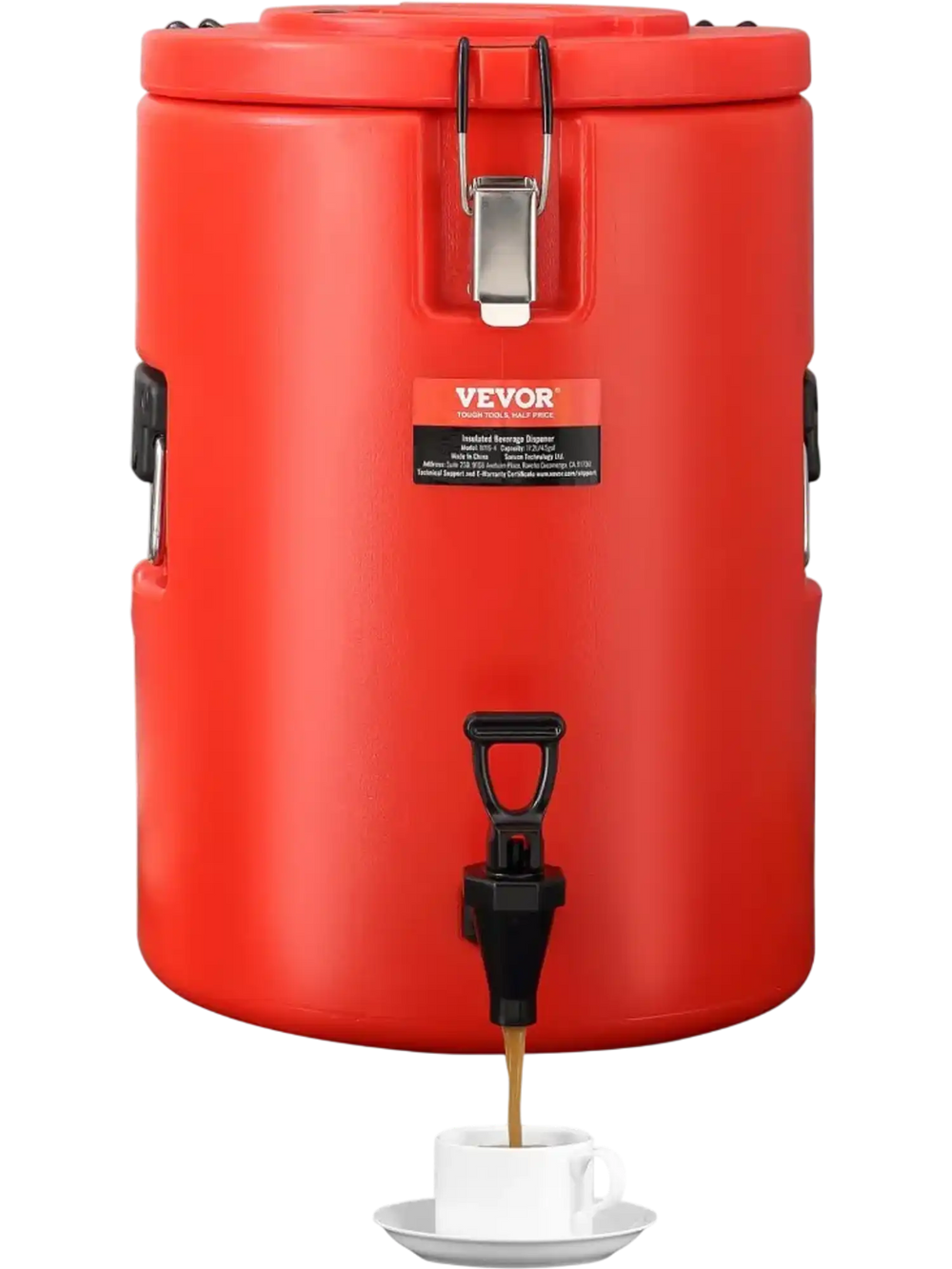 VEVOR Stainless Steel Insulated Beverage Dispenser, 4.5 Gallon 17.2 Liter, Thermal Hot and Cold Drink Server Dispenser with Spigot Handle, Food-grade for Hot Tea Coffee Water Restaurant Drink Shop