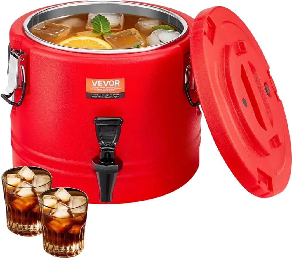 VEVOR Insulated Beverage Dispenser, 2.2 Gal/8L Thermal Hot and Cold Drink Server Dispenser with Spigot, Food-Grade Cooler Jug with 304 Stainless Steel Interior, for Tea Coffee Restaurant Outdoor