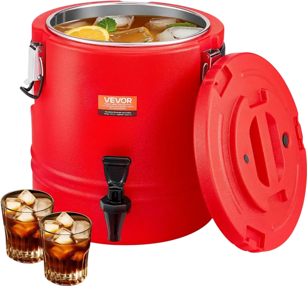 VEVOR Insulated Beverage Dispenser, 3 Gal/11.4L Thermal Hot and Cold Drink Server Dispenser with Spigot, Food-Grade Cooler Jug with 304 Stainless Steel Interior, for Tea Coffee Restaurant Outdoor