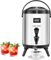 VEVOR Insulated Beverage Dispenser, 1.5 Gal/6L Stainless Steel Thermal Drink Server with Spigot & Temp Display, Suitable for Hot and Cold Drinks, for Tea Coffee Water in Cafes & Restaurants, Silver