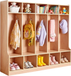VEVOR 5-Section Kids Coat Locker, Wooden Toddler Cubby Storage Organizer with 10 Hooks & Non-Slip Mat, Modern Kid Coat Cubbies with 10 Small Open Storage Boxes for Home, Kindergarten, Daycare, Natural