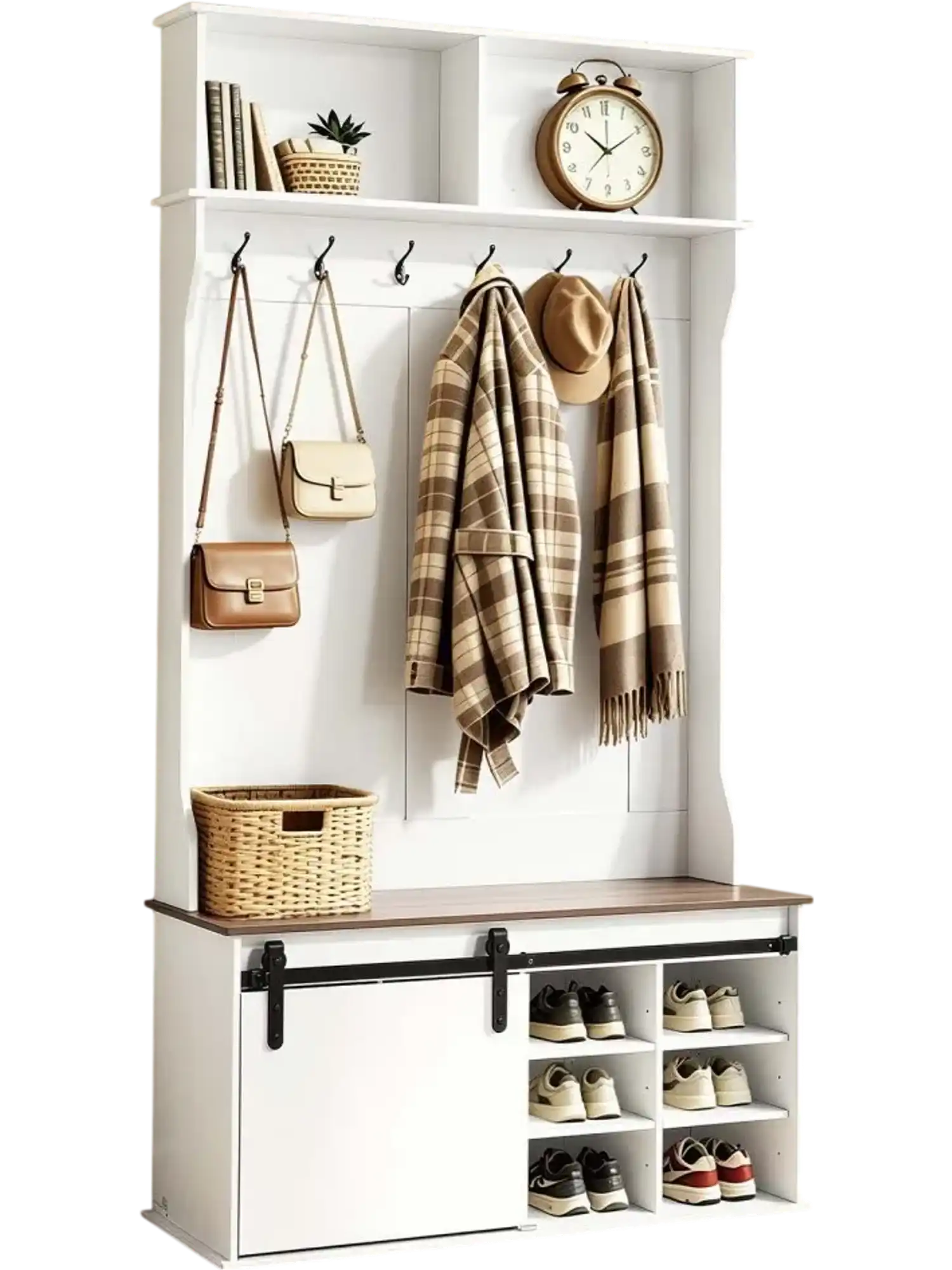 Vevor Hall Tree Entryway Bench with Shoe Storage 42