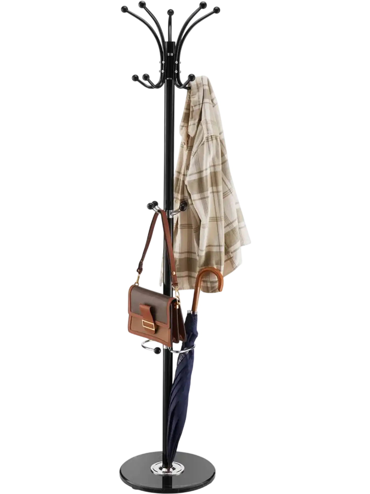 Vevor Coat Rack Freestanding Marble Base with Umbrella Holder 14 Hooks New
