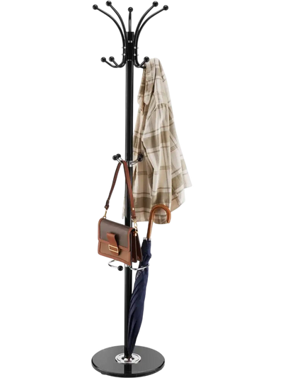 Vevor Coat Rack Freestanding Marble Base with Umbrella Holder 14 Hooks New