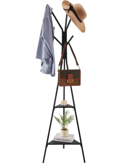 Vevor Coat Rack Freestanding Coat Rack with 2 Shelves & 6 Hooks New