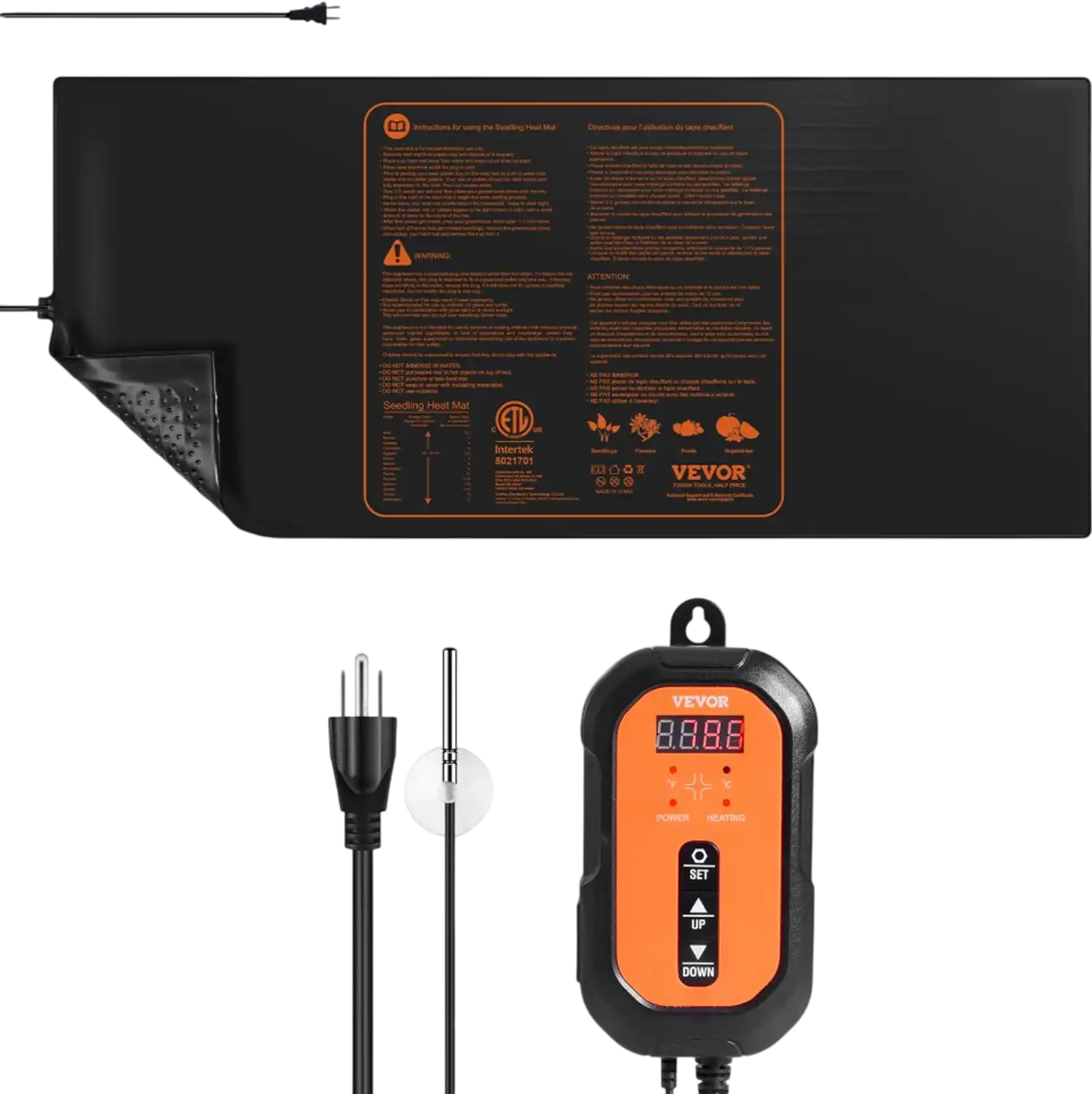 Vevor Seedling Heat Mat Digital Thermostat Combo Set 48