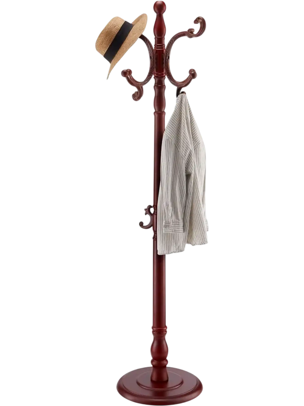 VEVOR Coat Rack Freestanding, Wooden Coats Rack Stand with Weighted Base & 11 Hooks, Free Standing Hall Coat Tree for Entryway, Bedroom, Living Room, Modern Clothes Hanger Stand for Coats, Hats, Bag