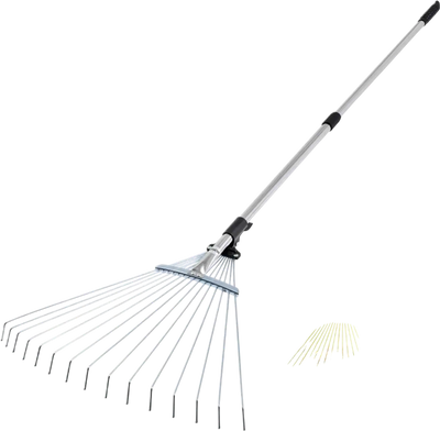 Vevor Leaf Rake Adjustable 15-Tine Steel Garden Rake New