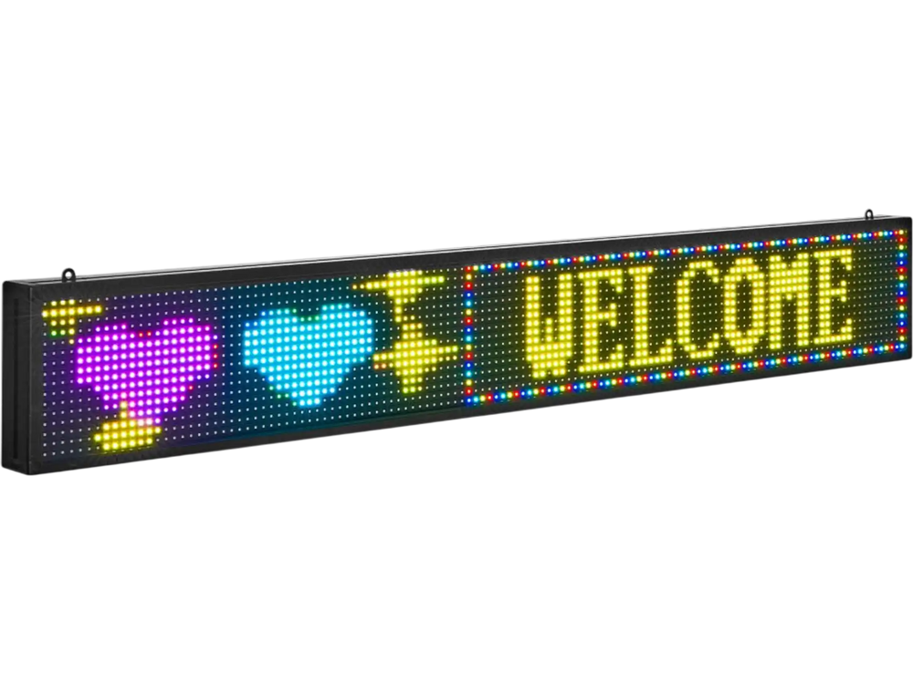 VEVOR Programmable LED Sign, P10 Full Color Flexible Digital Scrolling Panel, DIY Custom Text Pattern GIF Display Board, Bluetooth APP Control Message Shop Sign for Store Business Advertising, 52x8 in