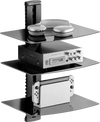 VEVOR Glass Floating Shelves, Holds up to 18 lbs, TV Wall Mount with Shelf，Strengthened Floating Entertainment Center for DVD Players / PS4 / Cable Boxes/Game Consoles/Sky Box/TV Accessories-3 Tiers