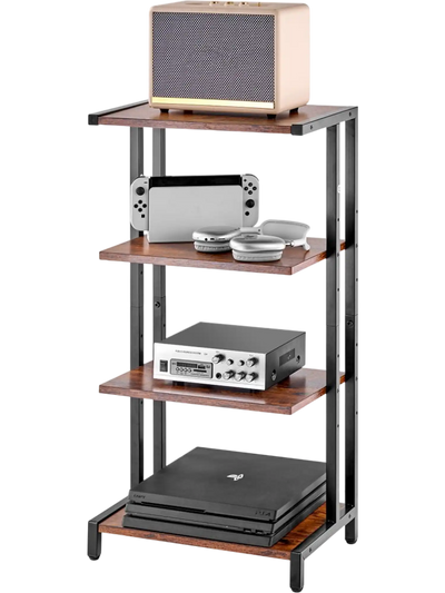 Vevor AV Media Stand 4-Tier Height Adjustable Wooden Audio Video Rack New