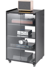VEVOR 5-Tier AV Media Stand with Wheels, Wooden Audio-Video Media Stand for DVD Players/Cable Boxes/Games Consoles, Height-Adjustable Media Storage Cabinet for Gaming, Recording Room, Black