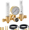 VEVOR Dual Output Argon Regulator, Argon Flow Meter Gas Regulator Gauge for TIG/MIG Welding - with 2PCS 6.6FT Rubber Hoses, 0-60 SCFH, 0-4500 PSI Inlet Pressure, CGA580 Inlet Connection