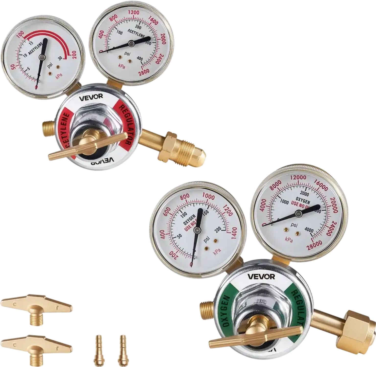 Vevor Oxygen & Acetylene Regulator Oxygen Acetylene Regulator Set with Welding Gas Gauges T-Handle New