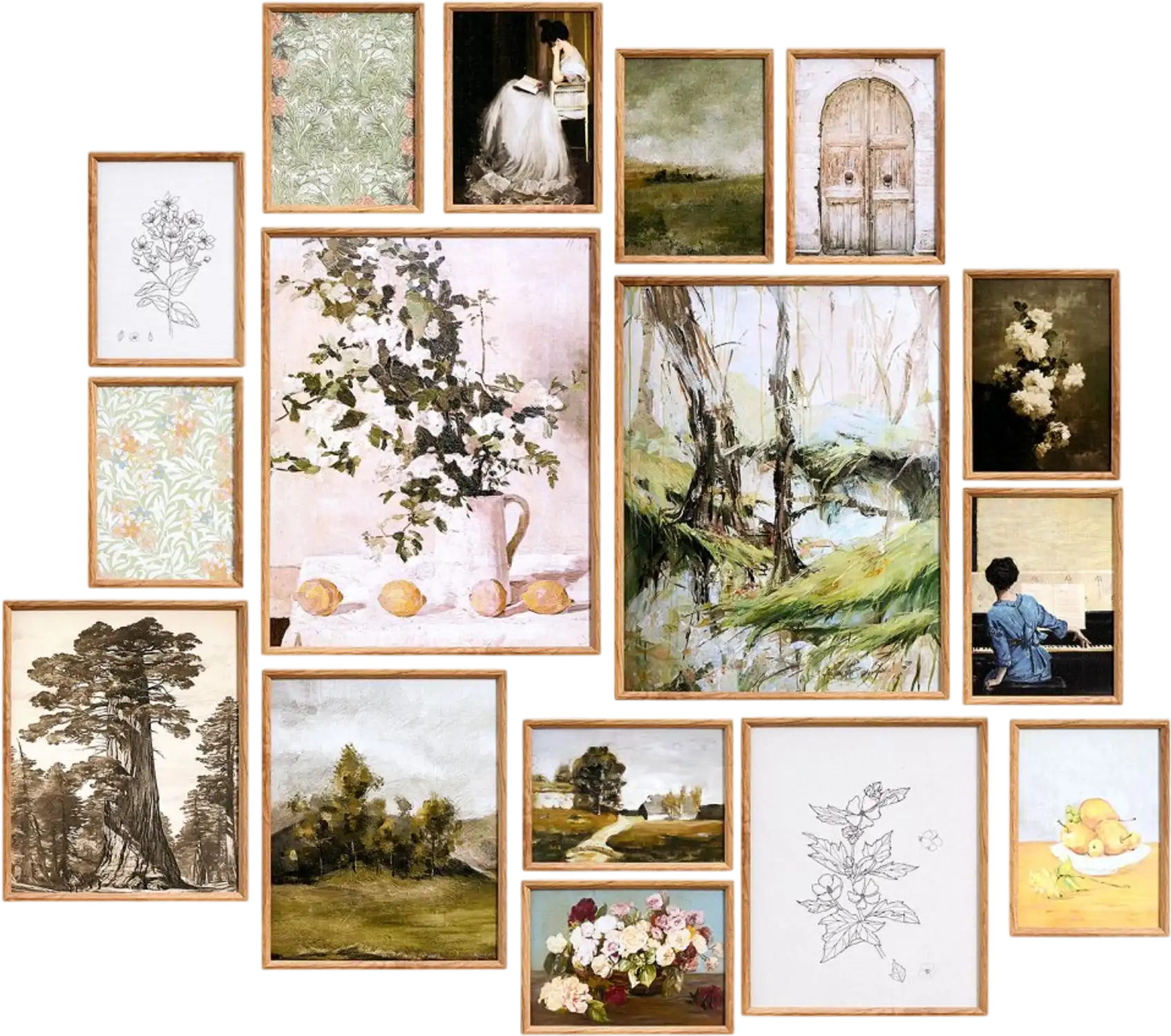 Vevor Framed Wall Art Prints 16-Piece Vintage Gallery Wall Decor New