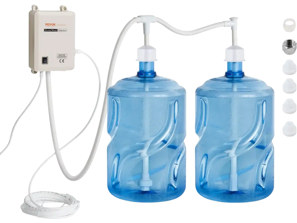 VEVOR Bottled Water Dispenser Pump System, 2x5 Gallon Dispensing System, Automatic Electric Water Dispenser, Double-Pipe Water Jug Pump, Compatible Use with Coffee/Tea Machine, Refrigerator, Ice Maker