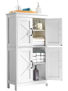 VEVOR Bathroom Floor Cabinet, 4-Tier, Wooden Storage Organizer with 4 Doors and Adjustable Shelf, Modern Bathroom Furniture Home Decor Freestanding Cupboard for Kitchen/Living Room/Entryway Use, White
