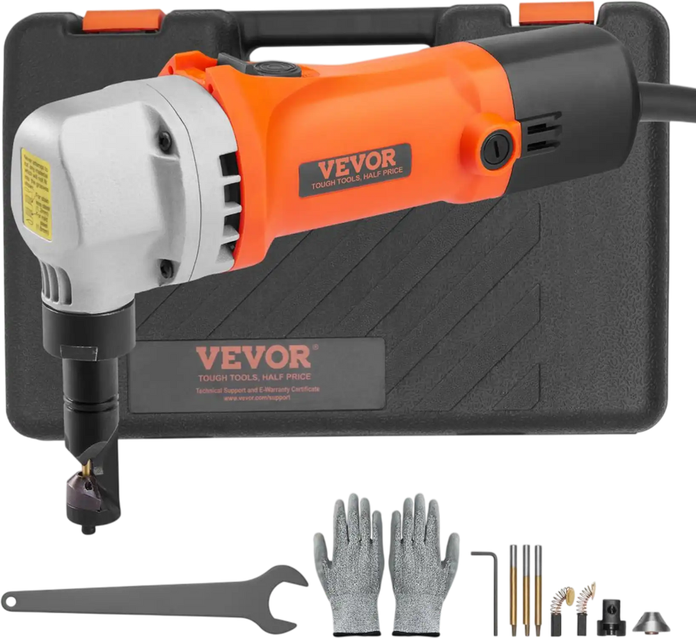 VEVOR Sheet Metal Nibbler, 550W Powerful 2200 RPM High Speed, 360 Degree Rotation Electric Nibbler Metal Cutter, Straight Curve and Circle Cutting for Stainless Steel, Aluminum, Plastic, Wood Board