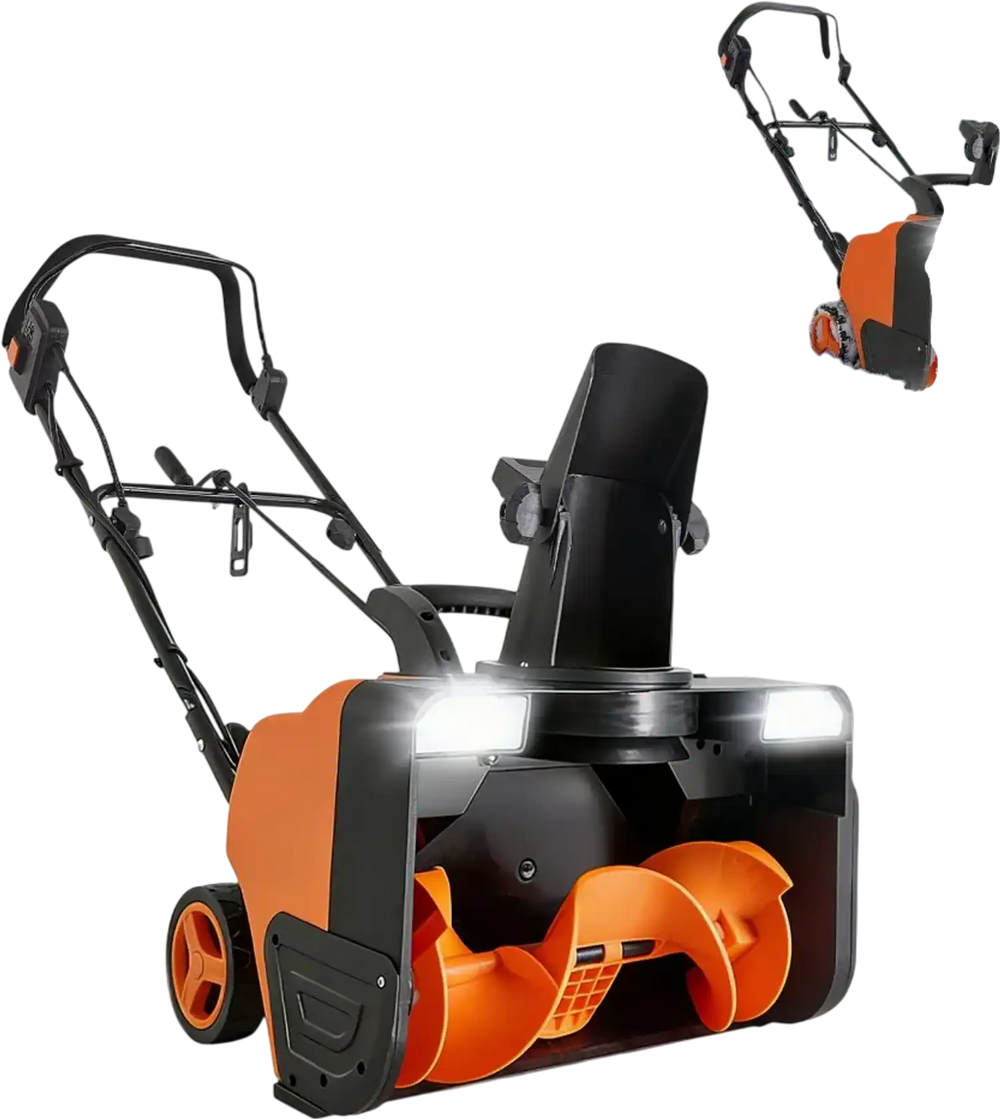 VEVOR Electric Snow Blower, 20 inch 15A Corded Snow Thrower with Dual LED Headlights & 180° Rotating Chute, 25FT Throwing Distance, 12" Depth Clearing, Walk-Behind Snowblower for Driveway Sidewalk