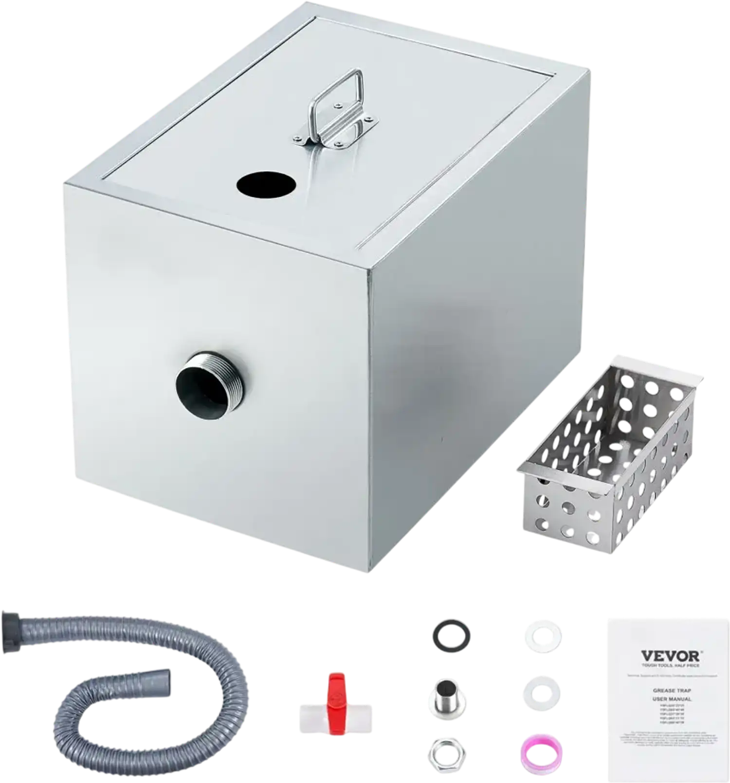 Vevor Grease Trap Commercial Stainless Steel 8 lbs Under Sink 2.8 GPM New