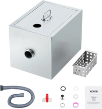 VEVOR Commercial Grease Trap, 8 LBS Grease Interceptor, Top Inlet Interceptor, Under Sink Stainless Steel Grease Trap, 2.8 GPM Waste Water Oil-water Separator, for Restaurant Canteen Home Kitchen